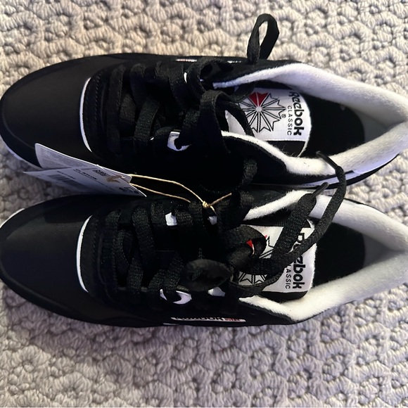 Reebok Women's Black and White Classic Nylon Sneakers - Picture 3 of 7